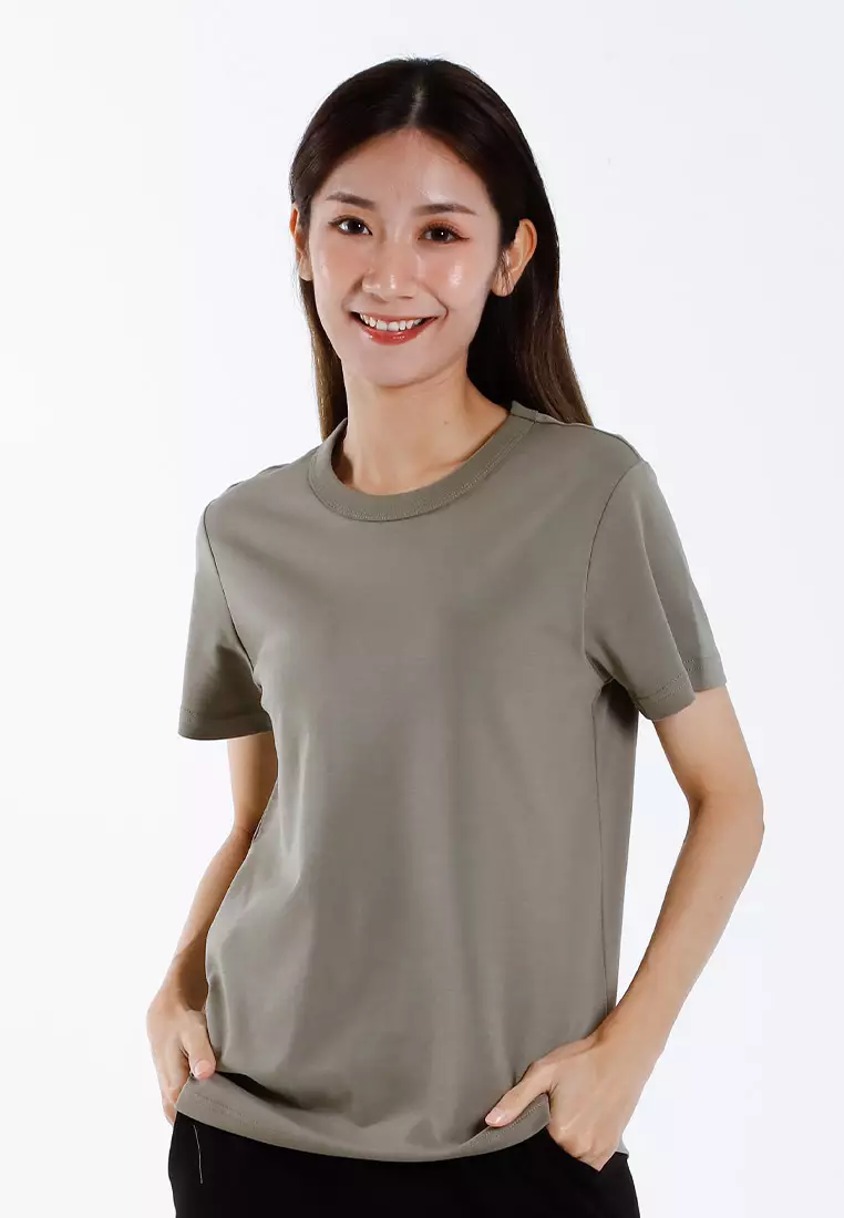 Forest Ladies Premium Cotton Round Neck Tee | Baju T Shirt Perempuan - 822435-48Olive