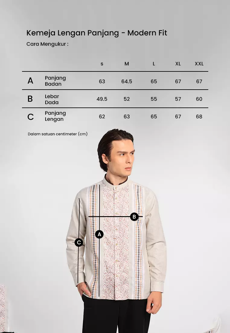 MANZONE X Adipati Dolken - Kemeja Koko Lengan Panjang Pria Alaba Modern Fit - Khaki Warna Khaki