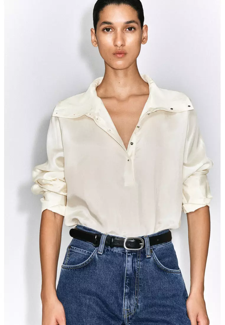 Buy COS STUD-DETAIL FUNNEL-NECK BLOUSE 2026 Online | ZALORA