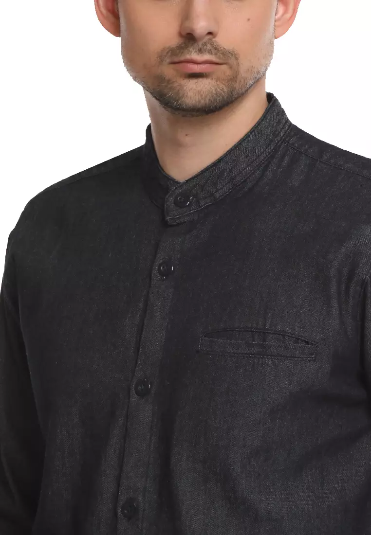 Kemeja Denim Kerah Mandarin KB L/S Light Black182310