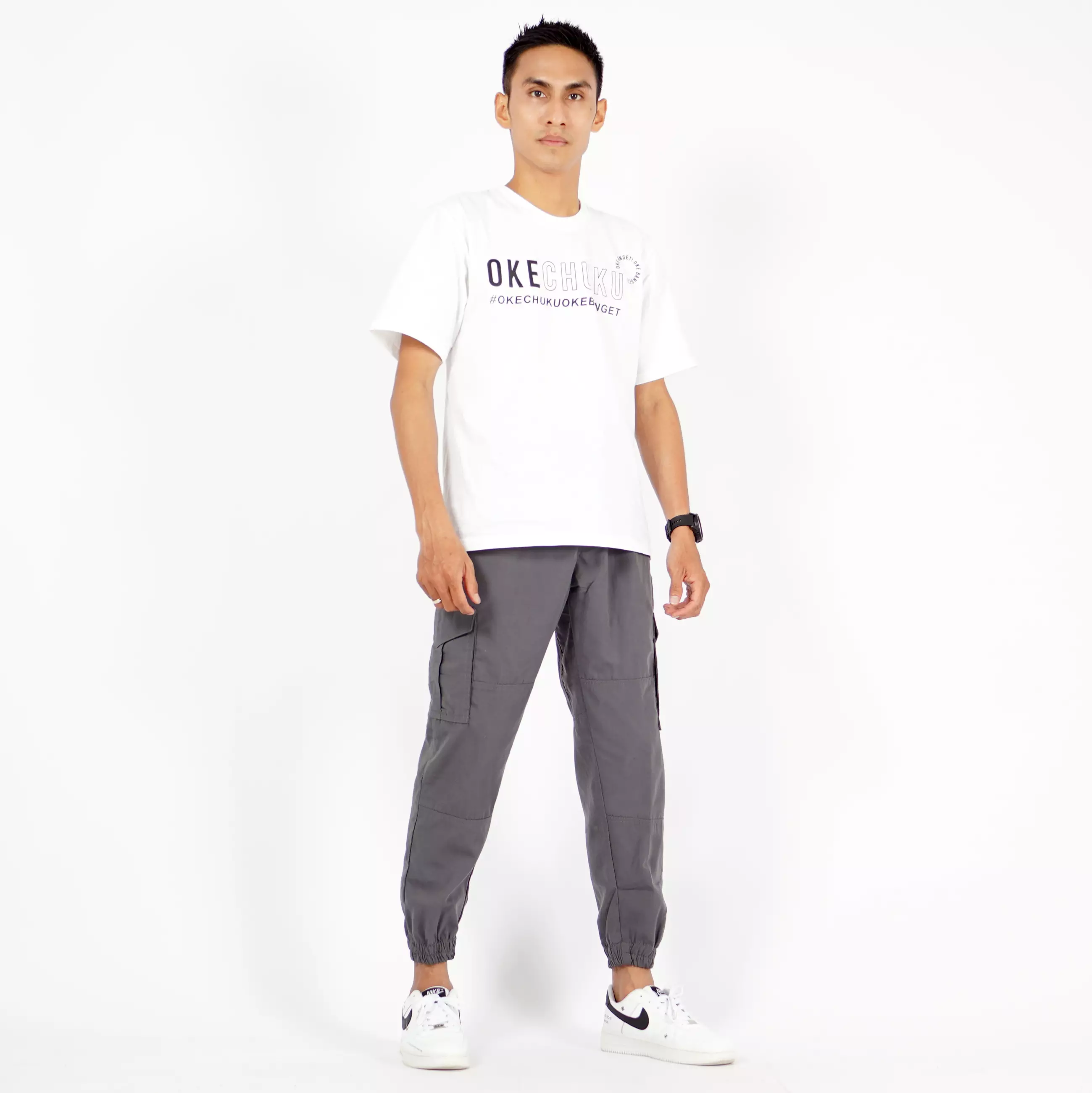 DAVE Celana Cargo Abu- abu Jogger Pants Pria Celana Cargo Pria - ABU