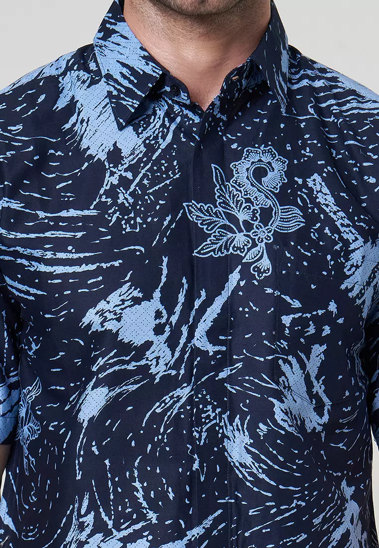 Slimfit Kenzie Kemeja Batik Pria Lengan Pendek