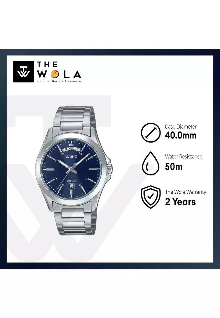 MTP-1370D-2A2 Men Analog Watch with Silver Stainless Steel Band