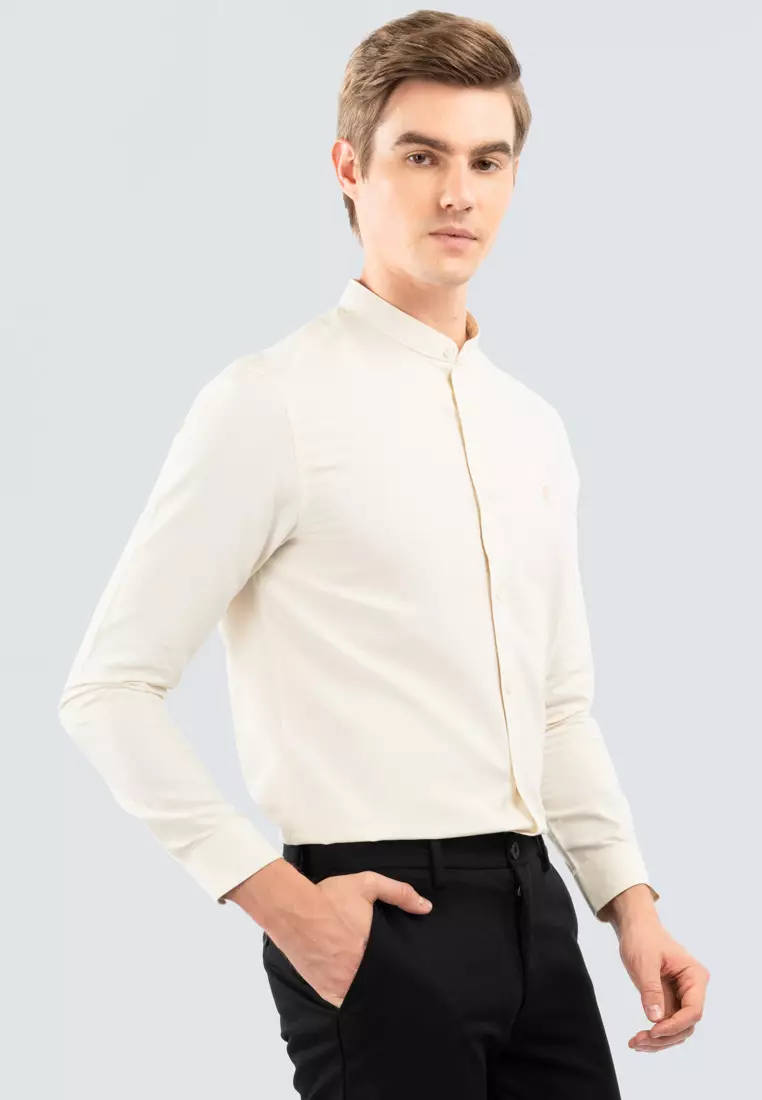 Polo Haus - Men’s Cotton Mix Signature Fit Mandarin Collar Long Sleeve MBLSE002