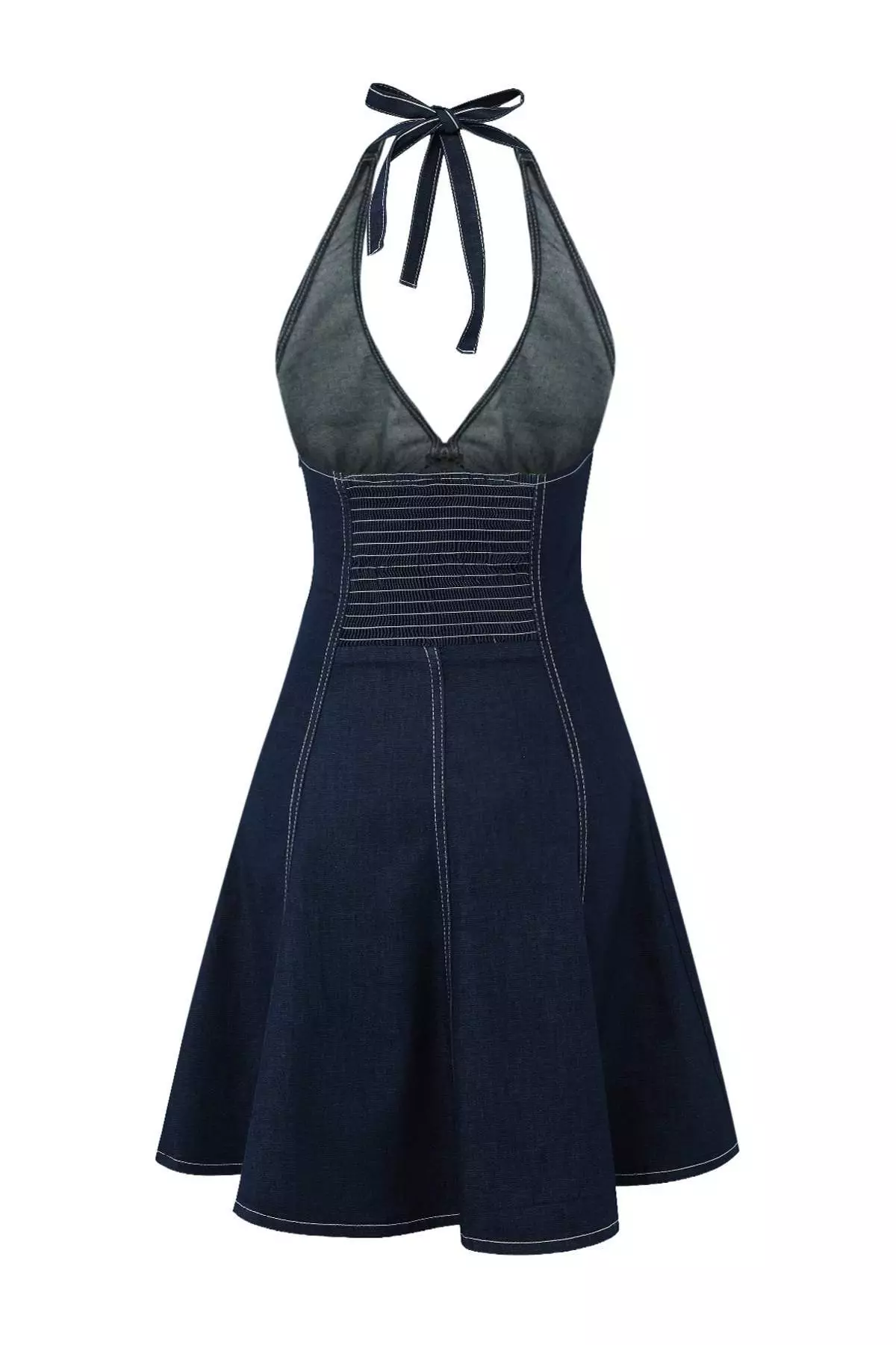 Buy Trendyol Teen Dark Blue Halter Neck Medium Stretch Mini Denim Dress  Twoss26El354 2026 Online | ZALORA