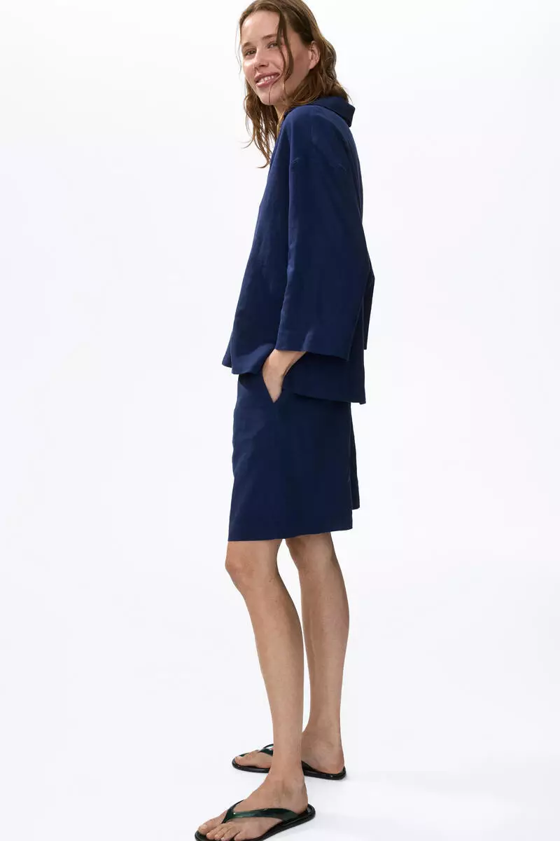 Linen-blend popover shirt