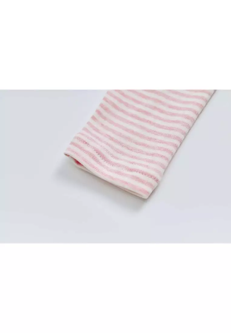 嬰兒女孩花束連身裙裝及粉色條紋開襟羊毛衫兩件套裝