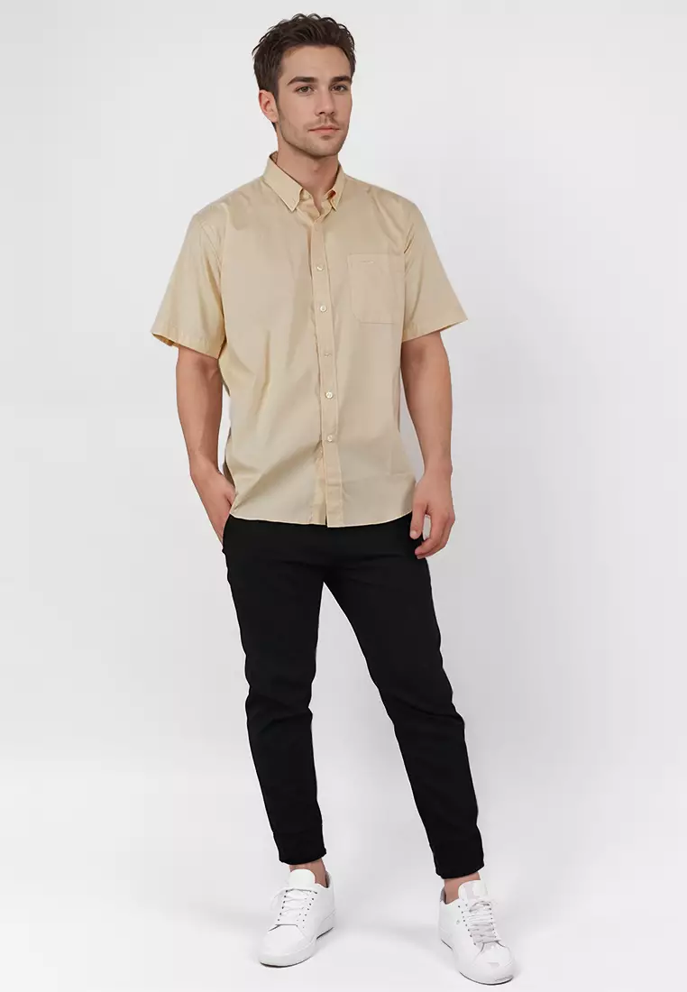 Crocodile MALE 0129 Beige 51 - Men Shirt Kemeja Lengan Pendek - Relax Fit - Katun