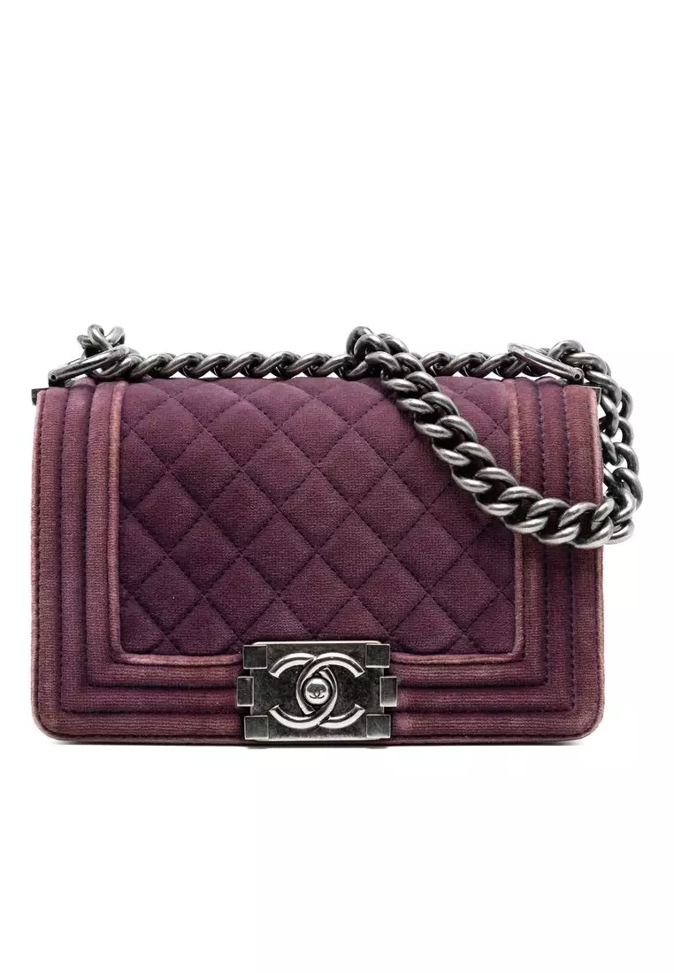 Pre-Loved Chanel Small Quilted Velvet Boy Flap