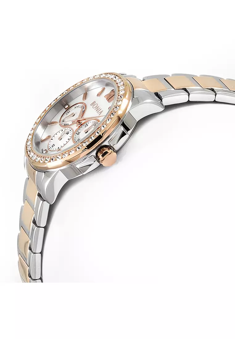 Bonia - Jam Tangan Wanita - Silver Rosegold - Stainless Steel Bracelet - BNR190-2653S