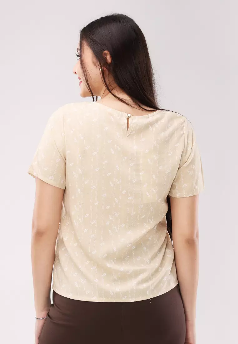 Woven Printed Rayon Short Sleeves Blouse