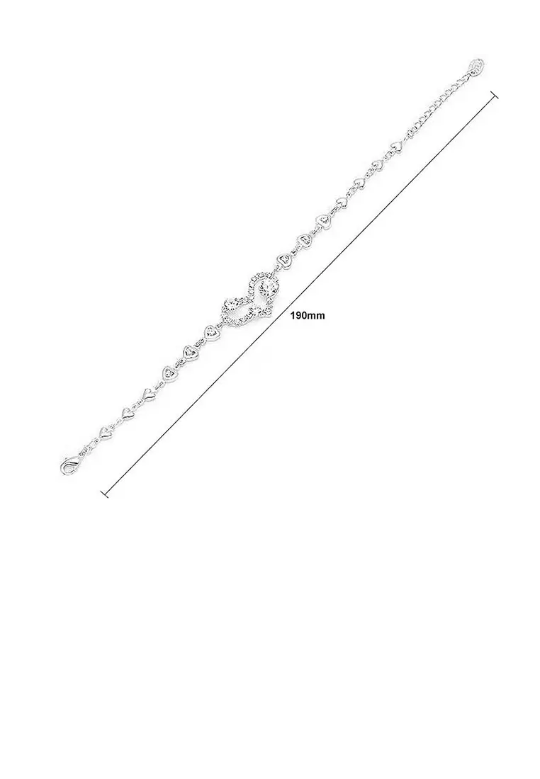 Genuine Love Heart Shape Bracelet with Silver Austrian Element Crystals and CZ Beads