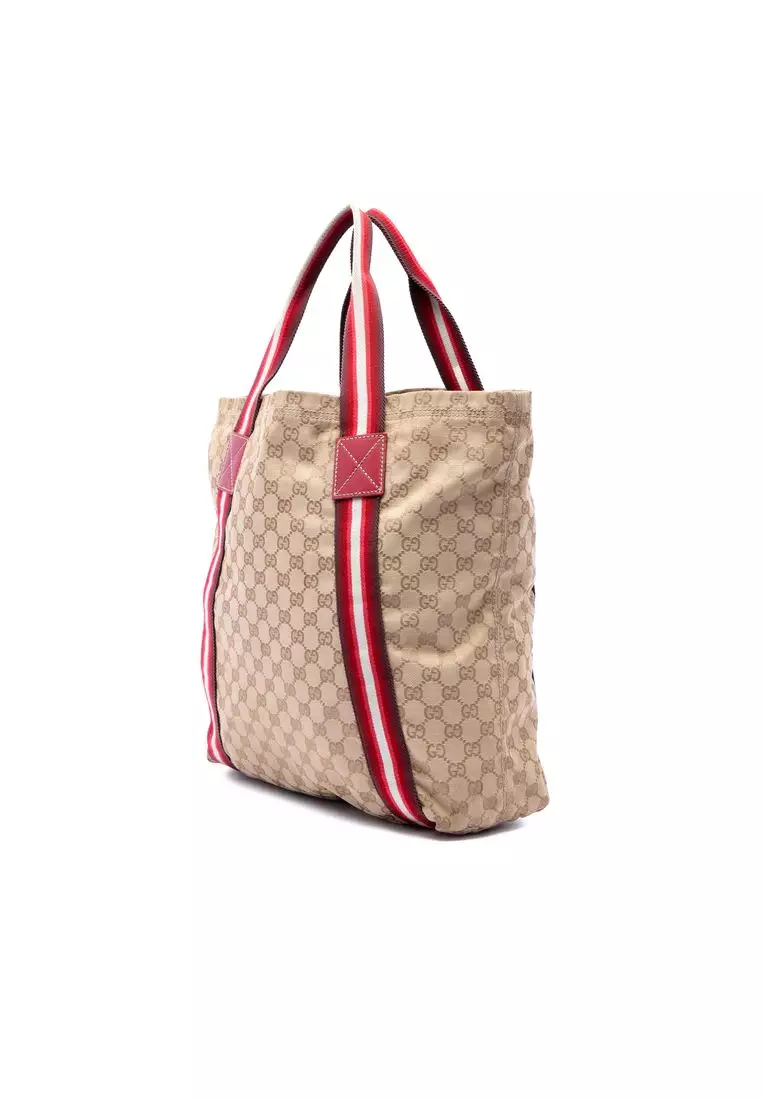 Pre-Loved Gucci Gg Canvas Web Tote
