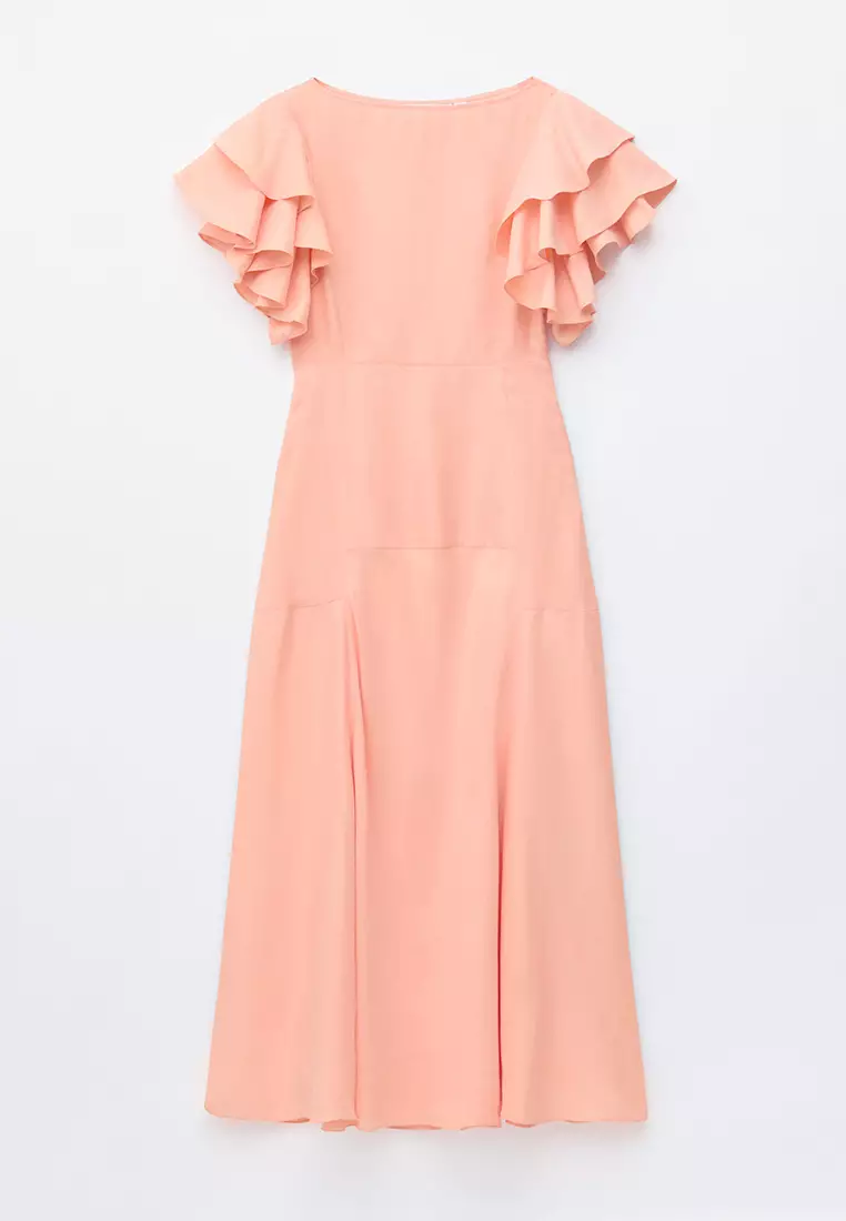 Frilled Satin Maxi Dress
