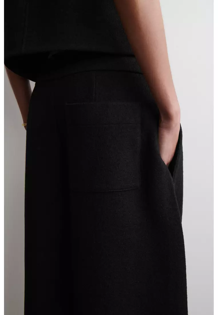 BOILED-WOOL BARREL-LEG TROUSERS