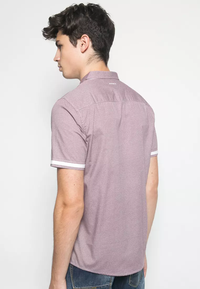 Slim Fit - Kemeja Casual Active - Motif Penuh - Merah