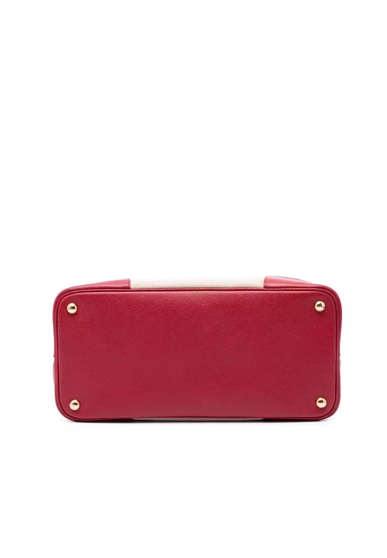 Pre-Loved Prada Large Saffiano Trimmed Canapa Double Satchel