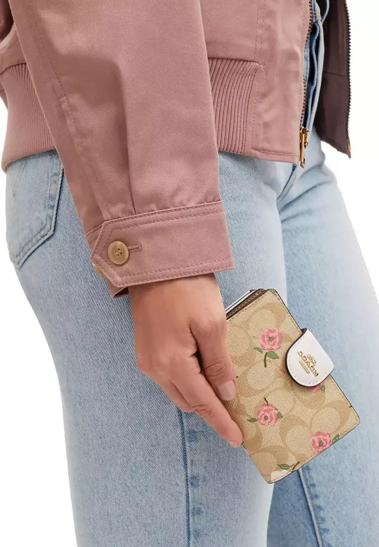 Coach Coach Medium Corner Zip Wallet In Signature Canvas With