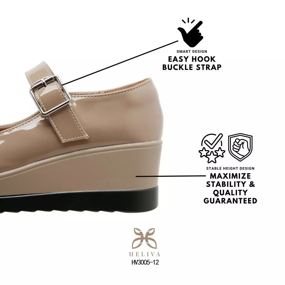 Heliva Mikha Glossy Strap Wedges with Feminine Charm Heel 5.5cm HV3005-12