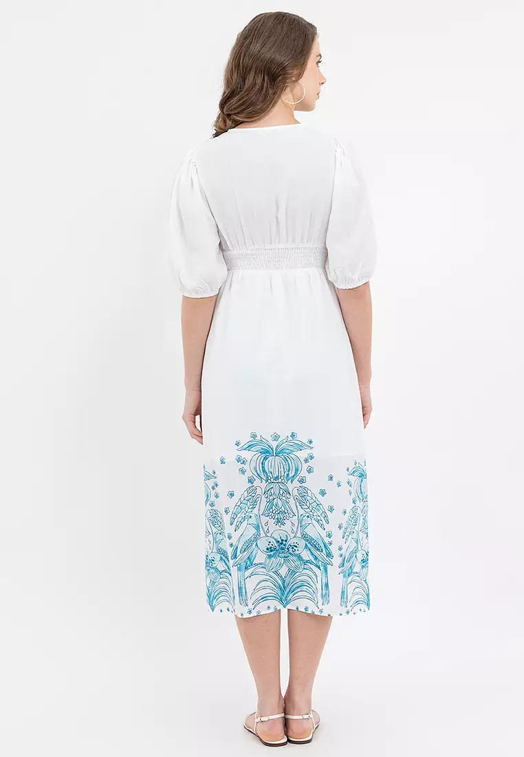 DAKSHA Smocking Waist Filipiniana Dress