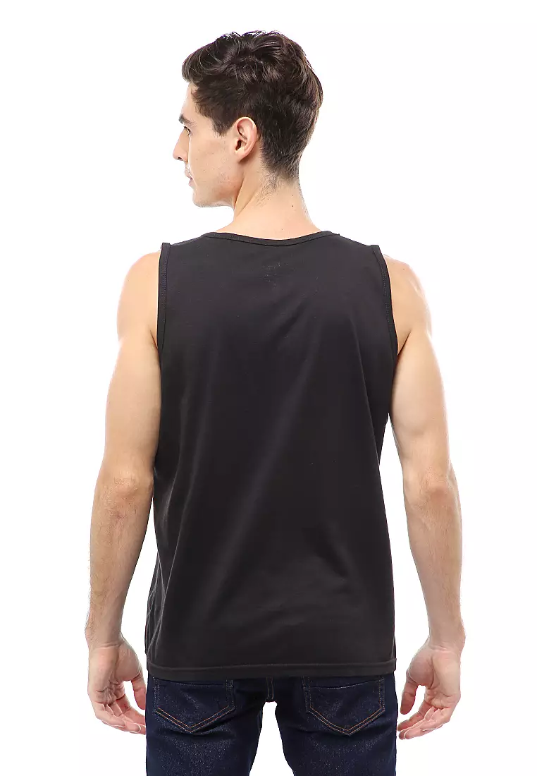 Agies Pakaian Dalam Pria Tank Top Singlet Stick Playstation Motive Material Cotton ORIGINAL - Black
