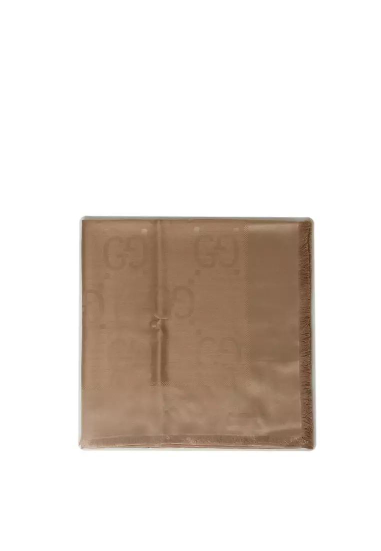 Buy Gucci Gg Jacquard Silk Wool Shawl Scarf 2026 Online | ZALORA
