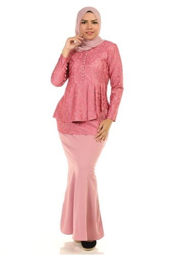 Rosa Kurung With Layered Pleated from Ashura in Pink