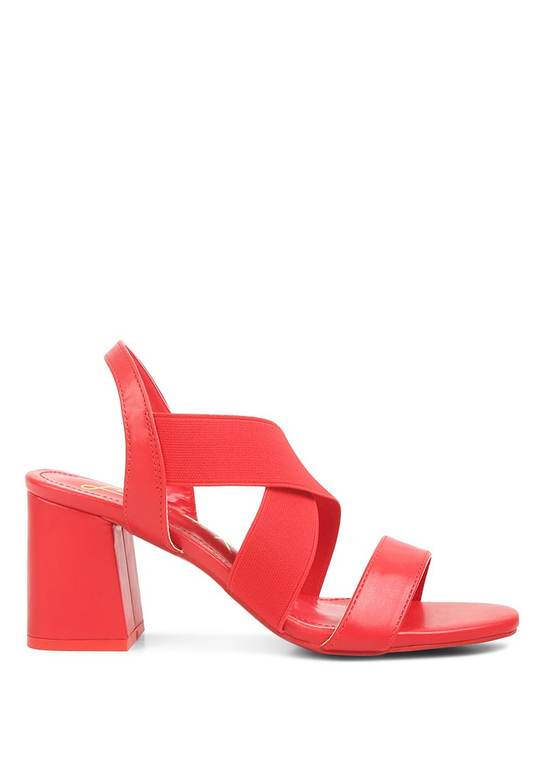 Comfortable Straps Block Heel Sandals in Red