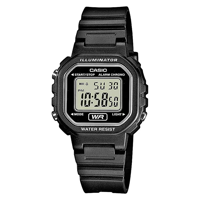 Jam Tangan Unisex Casio General LA-20WH-1ADF Retro Digital Dial Black Resin Band