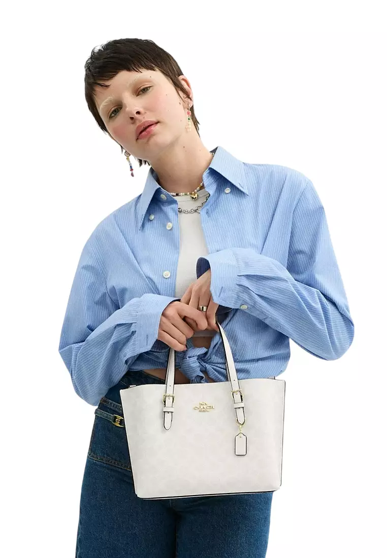 Coach Mollie Tote 25 In Signature Canvas - White