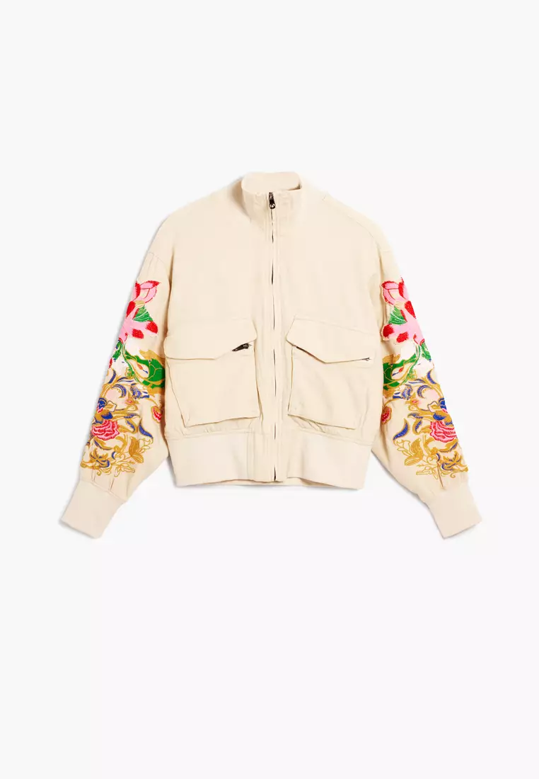 Patch jacket with flowers