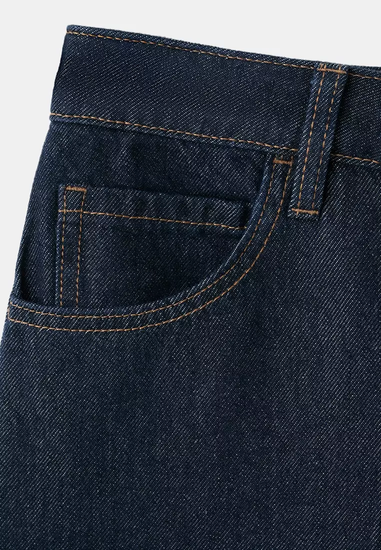 High-Waist Straight-Fit Denim Shorts