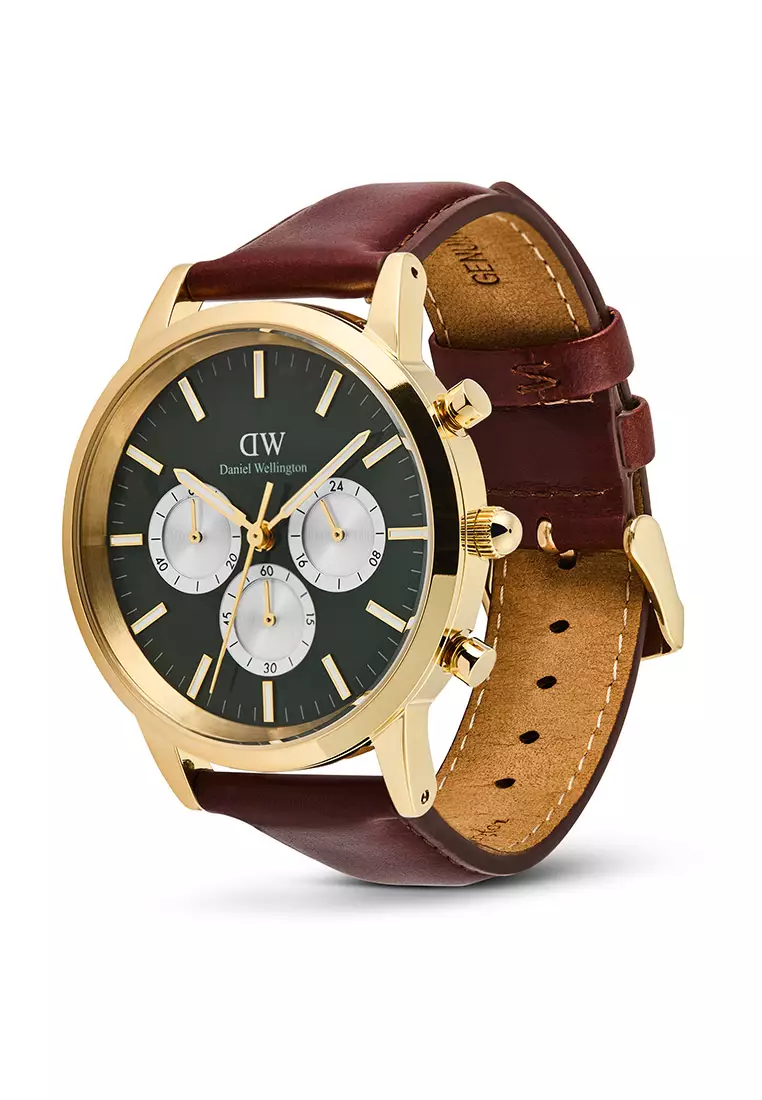 Iconic Chronogprah 42mm St Mawes Emerald Panda Gold Men Watch stainless steel Leather strap watch DW Official Authentic Original jam tanggan lelaki DW jam tangan