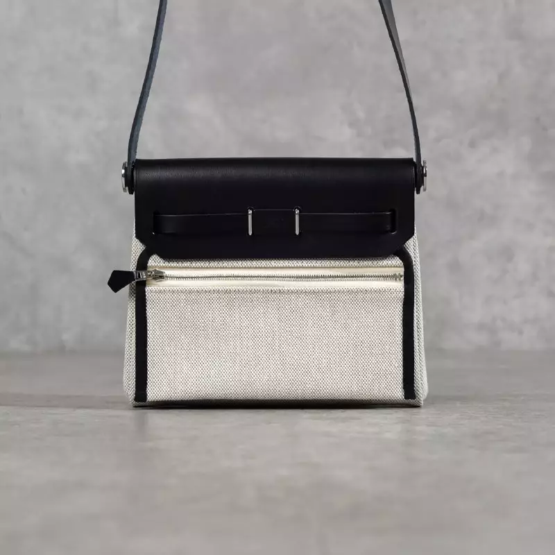 Tas HERMES MINI HERBAG 20 ECRU ARDOISE BLACK PHW SHOULDER BAG 100% ORIGINAL