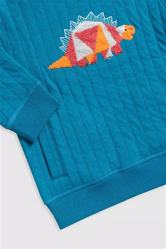 Mothercare Dino Quilted Hoodie - Jaket Hoodie Bayi Laki-laki (Biru)