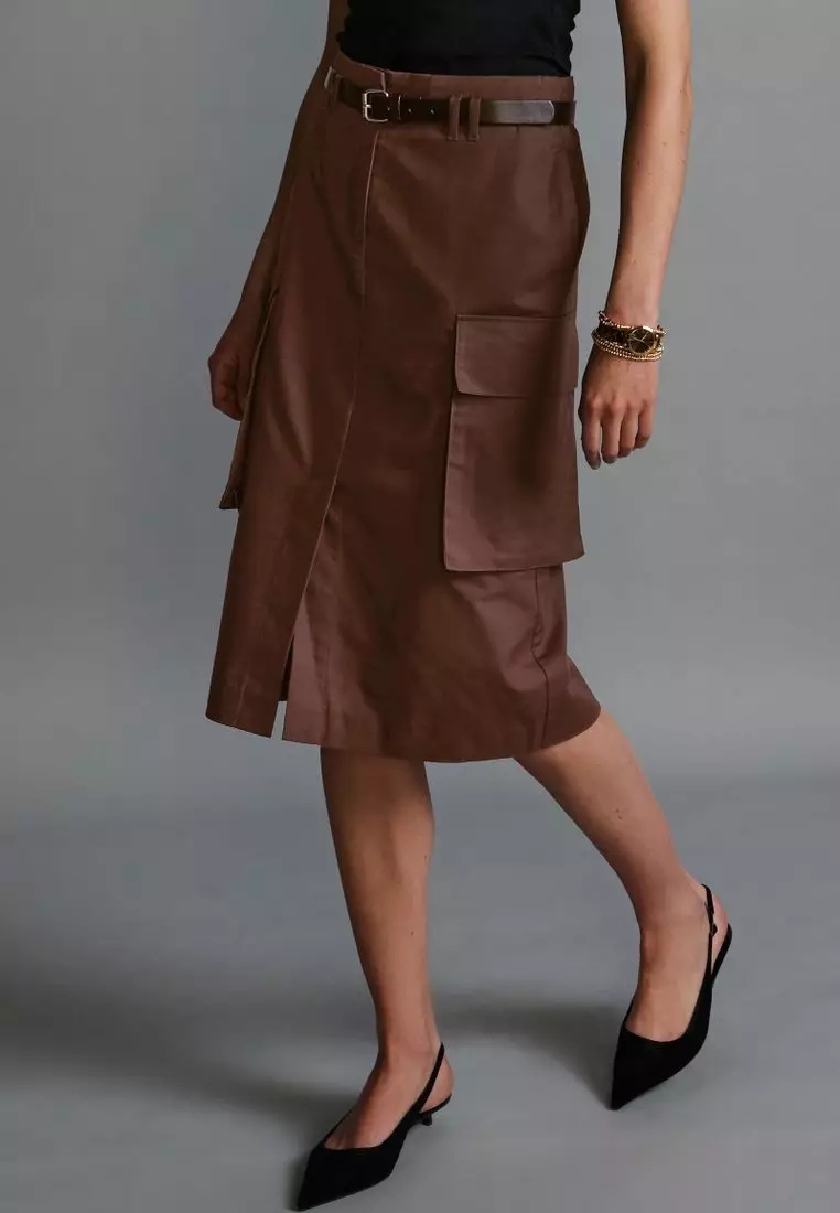 Cotton Blend Utility Skirt