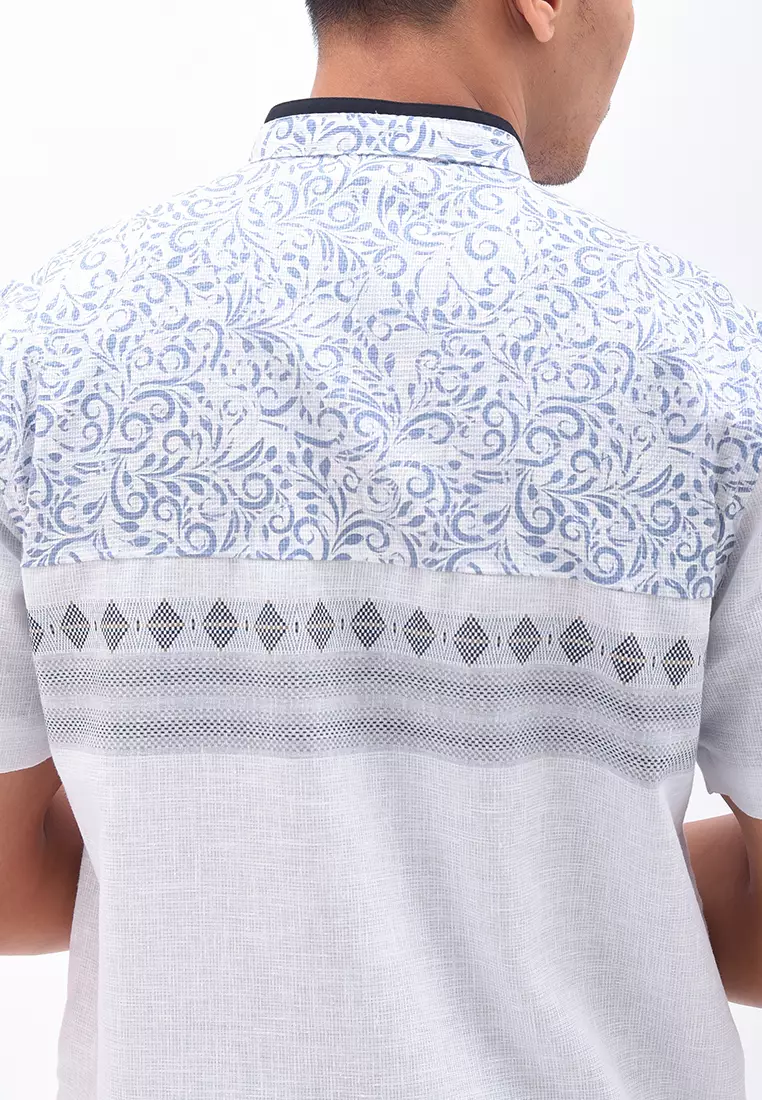 MANZONE Kemeja Koko Lengan Pendek Pria GIFARI - WHITE Ukuran S