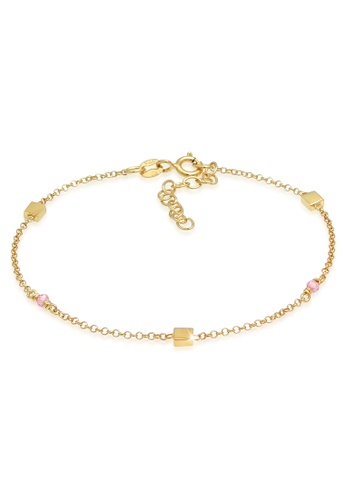 ELLI GERMANY gold Bracelet Pink Quartz Beads Square Adjustable Gold Plated 9CC2DACE77AC13GS_1