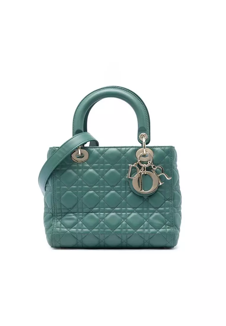 Pre-Loved Dior Medium Lambskin Cannage Lady Dior