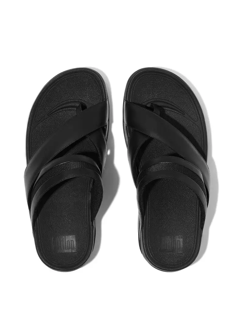 Buy FitFlop SLING Men's Leather/Mesh Toe-Post Sandals All Black