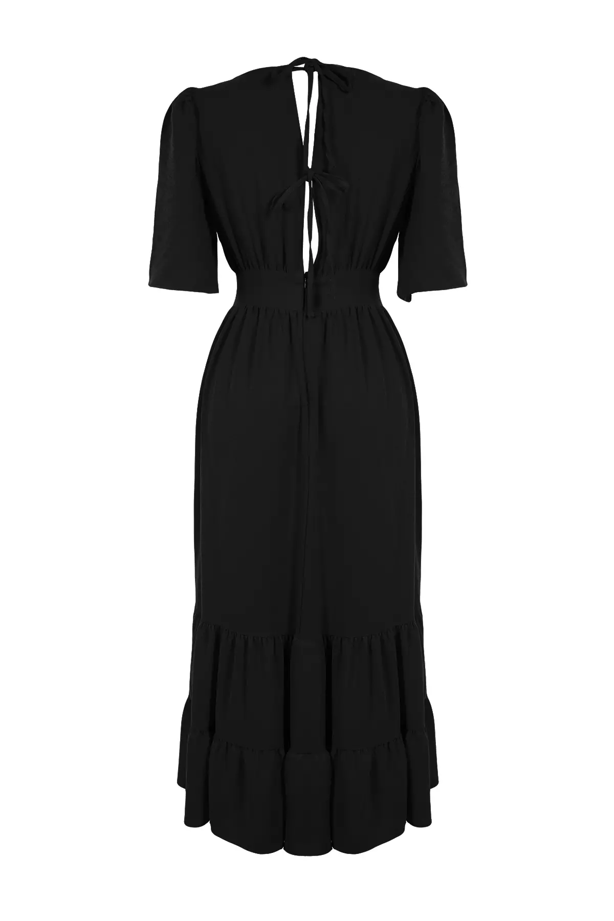Half Sleeves Wrap Midi Dress