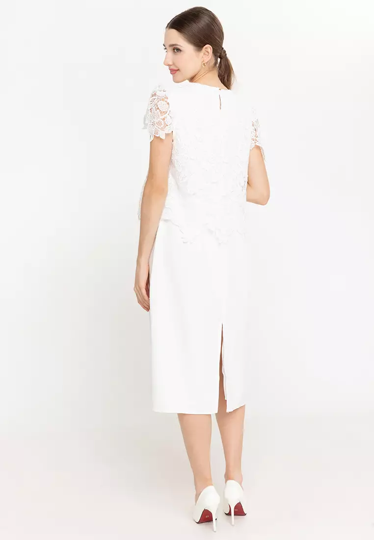 Ceriza Midi Lace Top Twofer Dress