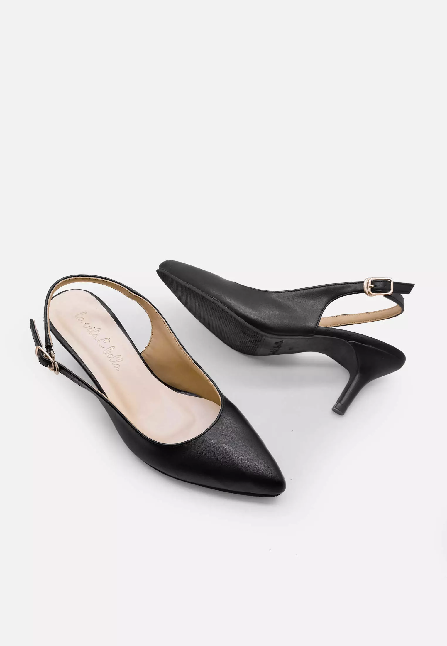 Claire Sepatu Slingback Wanita Stiletto Pointed Toe
