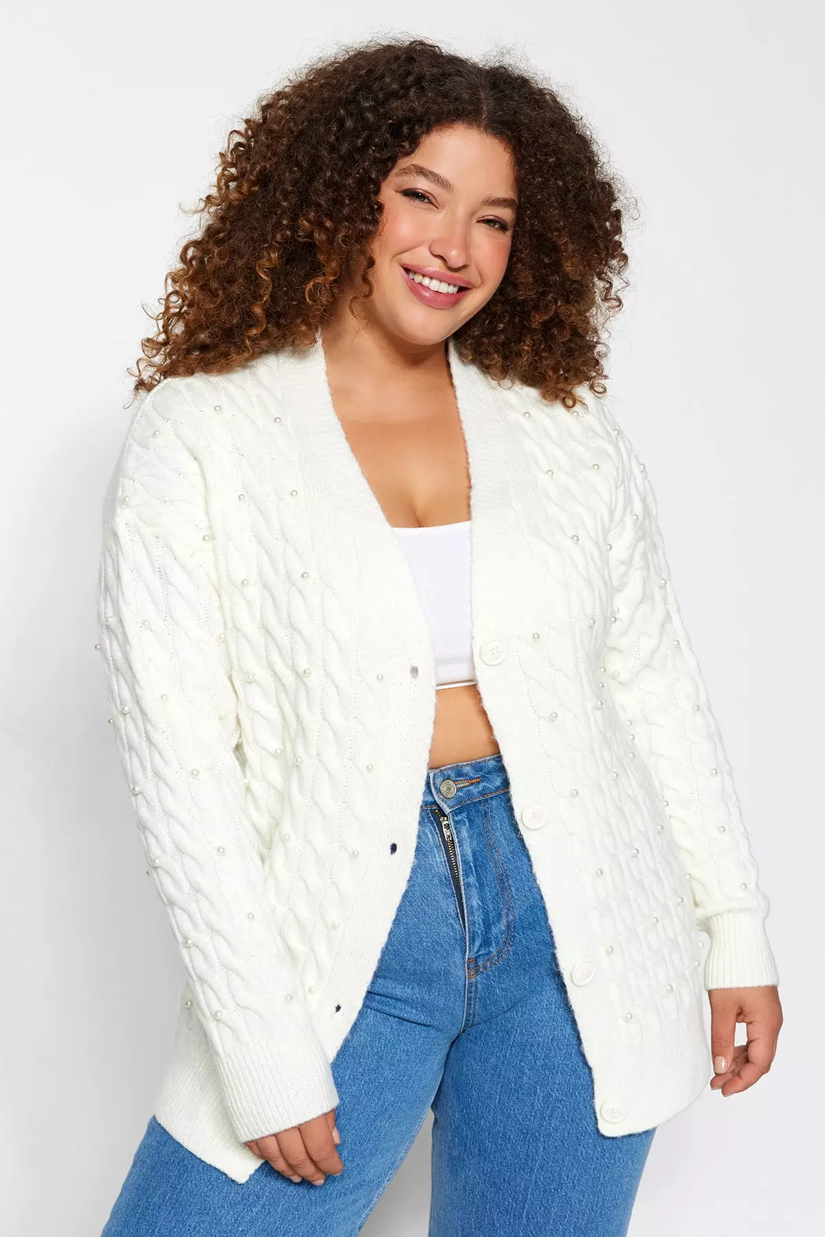 White crochet sale cardigan plus size