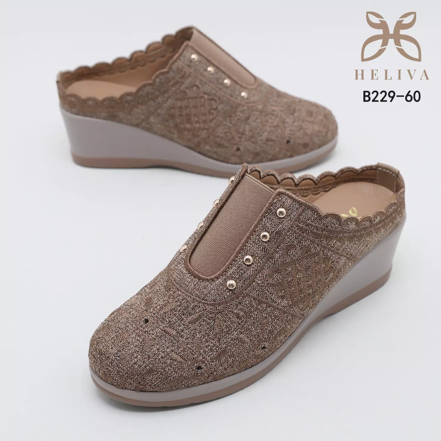 Heliva Jenaya Wedges Shoes Ladies Casual Knitted Flower Pattern