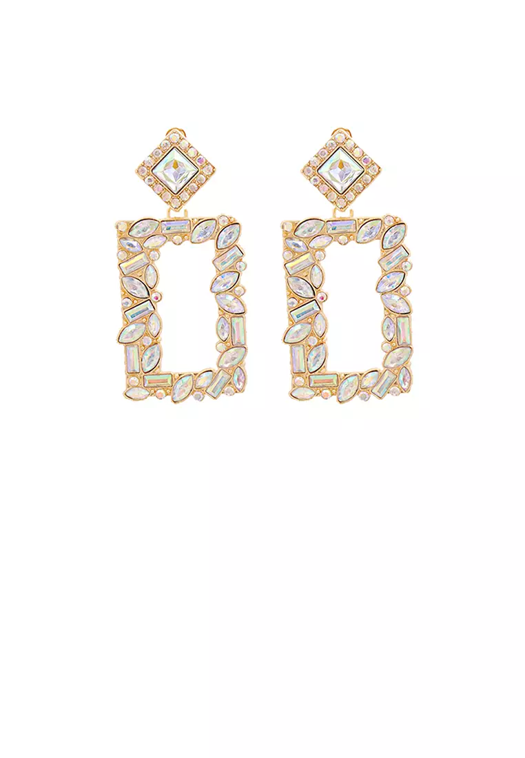 Buy Glamorousky Fashion and Simple Plated Gold Hollow Rectangular
