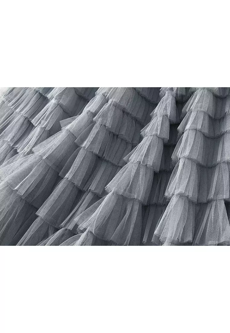 Spring/Summer Pleated Mesh Tiered Skirt AF2210