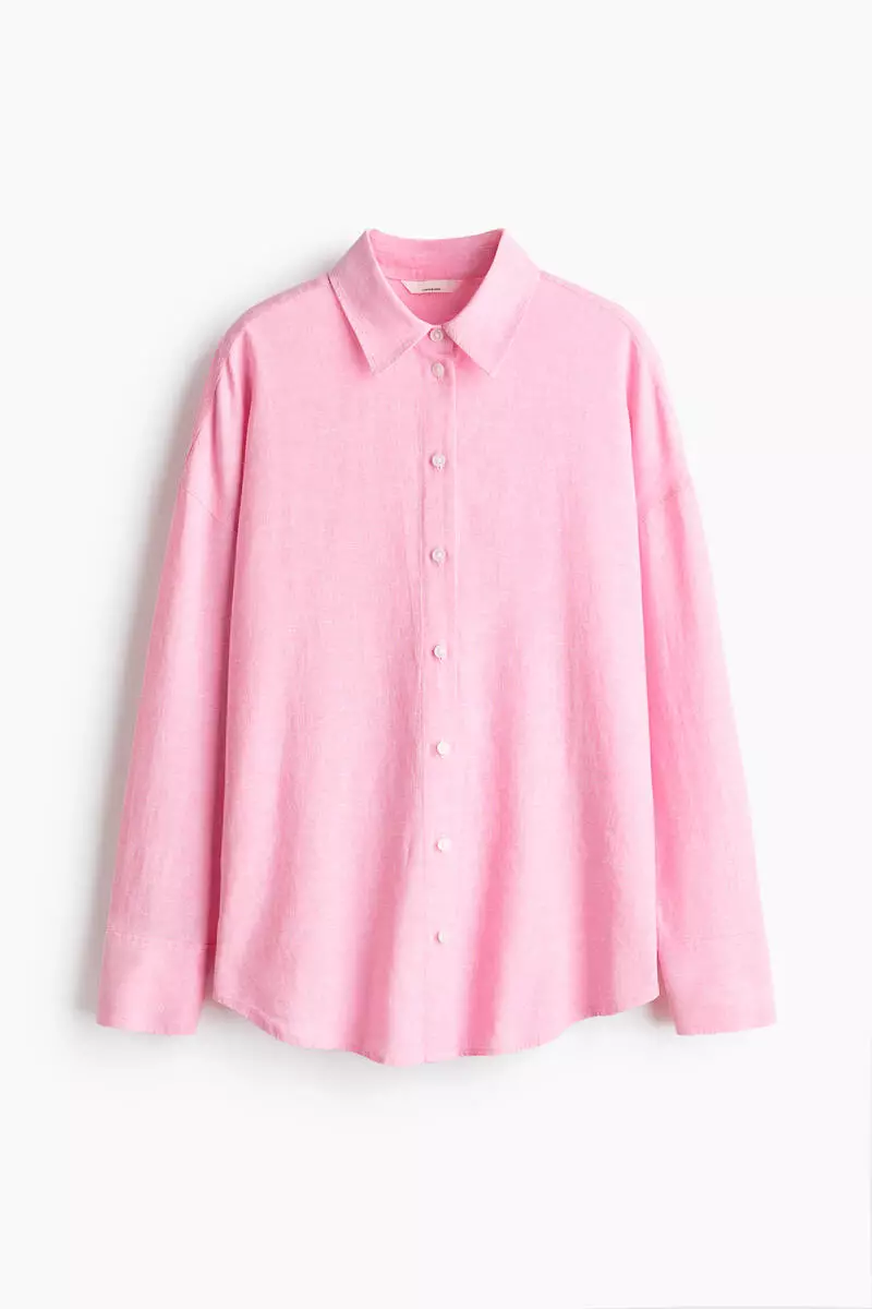 Oversized linen-blend shirt