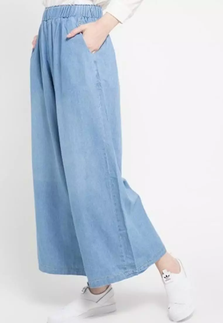 Denim Palazzo Kelly (Celana Kulot Bawah Lebar) Light Blue