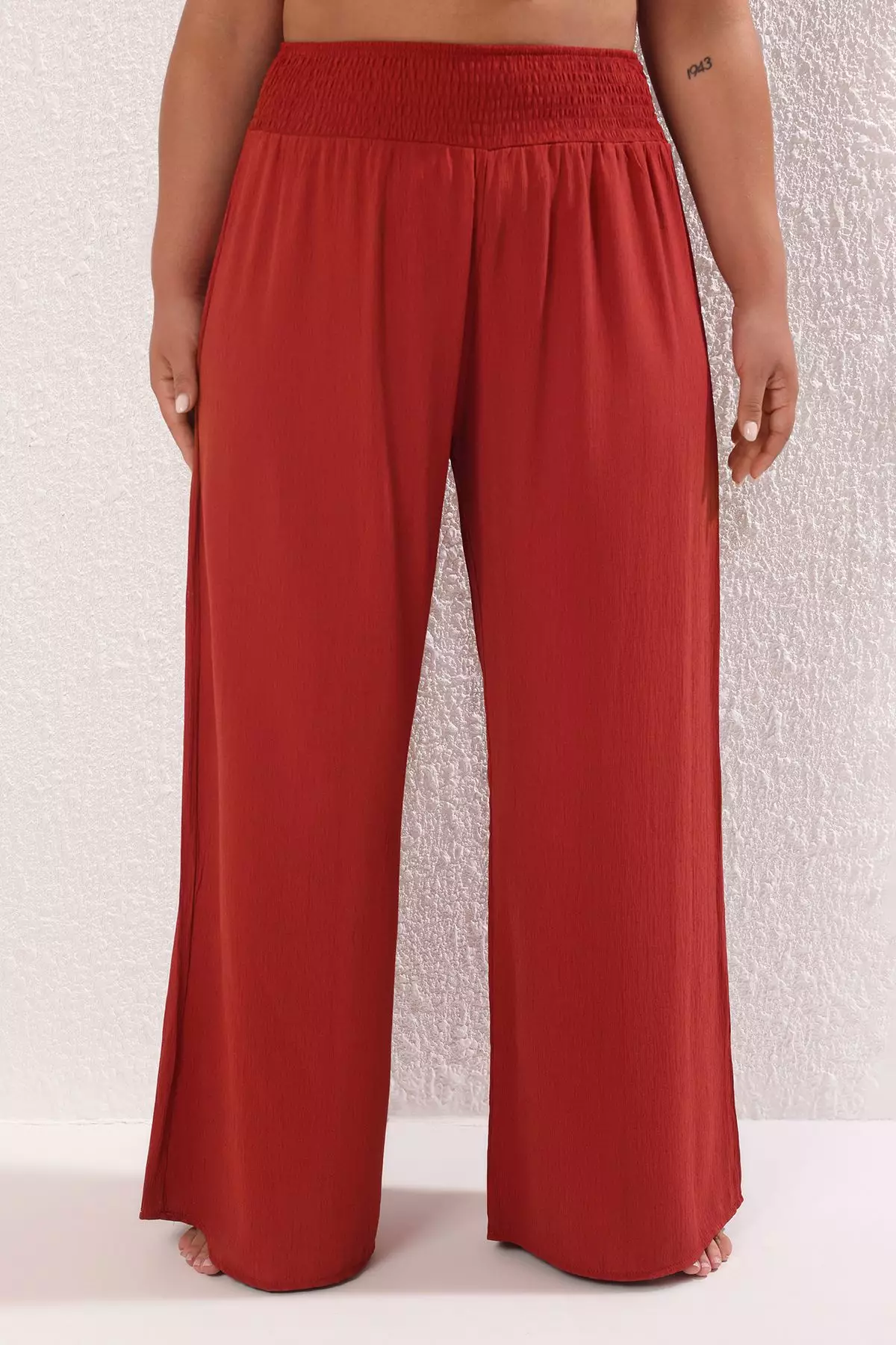 Tile Wide Leg High Waist Beach Wear Plus Size Trousers TBBSS25AR00000